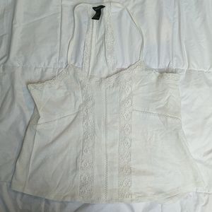 FOREVER 21 y2k white lacy tank top